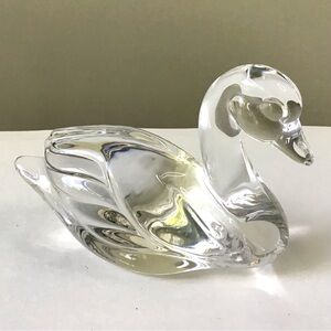 Princess House Pets Clear Glass Swan Figurine 24% Lead Crystal Made in Germany